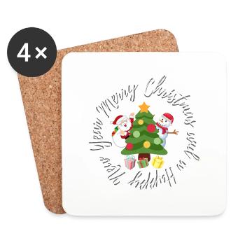 Merry Christmas And Happy New Year - Untersetzer (4er-Set) - Weiß - Vorne