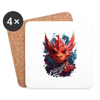 Drache - Untersetzer (4er-Set) - Weiß - Vorne
