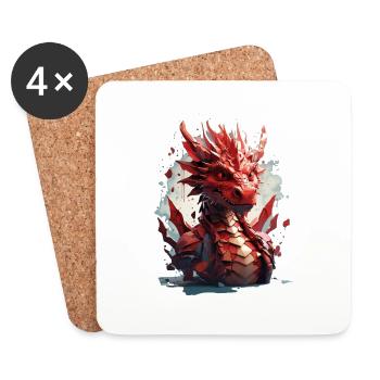 Drache - Untersetzer (4er-Set) - Weiß - Vorne
