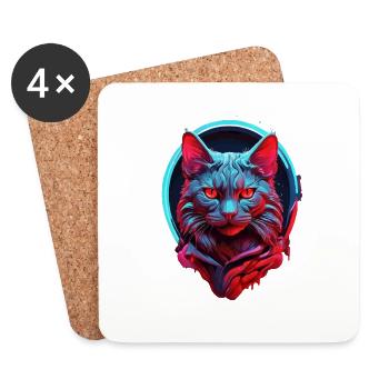 Katze - Untersetzer (4er-Set) - Weiß - Vorne