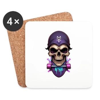 Totenkopf Skater - Untersetzer (4er-Set) - Weiß - Vorne