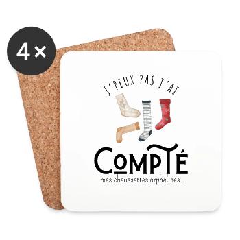 J’peux pas j’ai compté mes chaussettes orphelines - Dessous de verre (lot de 4) - blanc - Devant