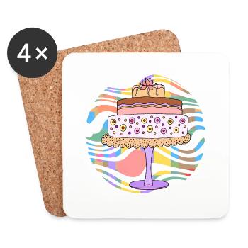Gâteau - Dessous de verre (lot de 4) - blanc - Devant