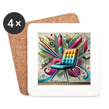 Chair Graffiti Furniture Seller - Coasters (set of 4) - white - Front