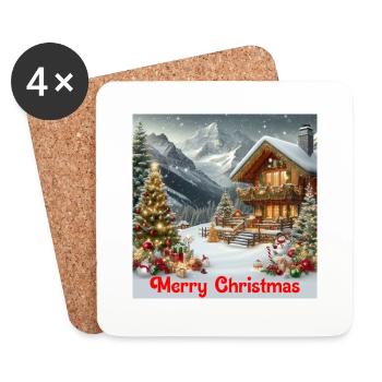 Merry Christmas - Coasters (set of 4) - white - Front