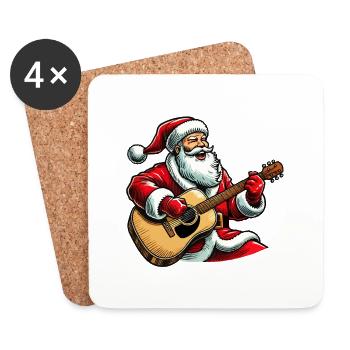 Santa Claus Guitar Music - Coasters (set of 4) - white - Front