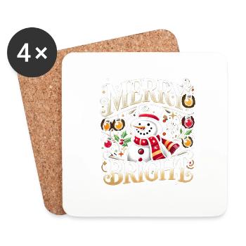 Merry Bright Christmas Clothing Winter - Coasters (set of 4) - white - Front