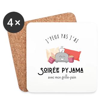 J’peux pas j’ai soirée pyjama avec mon grille pain - Dessous de verre (lot de 4) - blanc - Devant