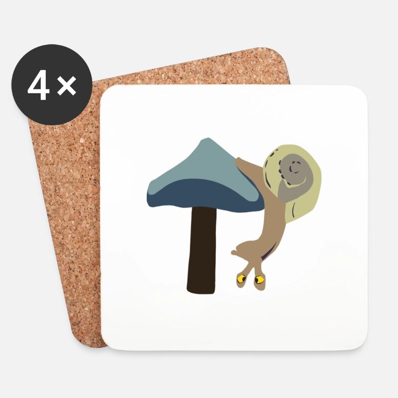Schnecke auf dem Kopf - Untersetzer (4er-Set) - Weiß