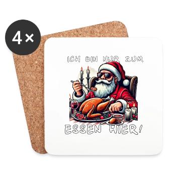 Ich bin nur zum Essen hier Weihnachten - Untersetzer (4er-Set) - Weiß - Vorne