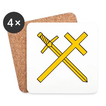 Croix et épée - Dessous de verre (lot de 4) - blanc - Devant