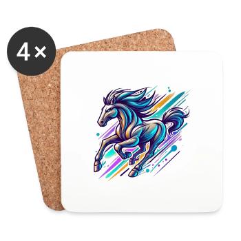 Équitation - Dessous de verre (lot de 4) - blanc - Devant