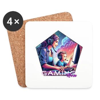 Gaming MumEmblem Schriftzug - Untersetzer (4er-Set) - Weiß - Vorne