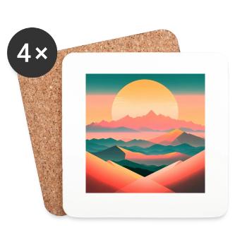 Sunrise over a stylized mountain landscape - Coasters (set of 4) - white - Front
