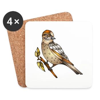 Bunter Vogel - Untersetzer (4er-Set) - Weiß - Vorne