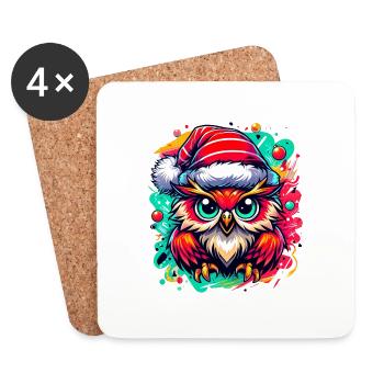 Hibou de Noël Hibou Noël - Dessous de verre (lot de 4) - blanc - Devant