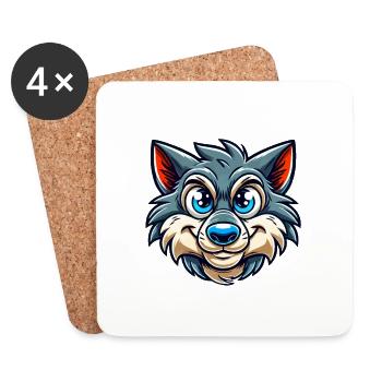 Bande dessinée loup - Dessous de verre (lot de 4) - blanc - Devant