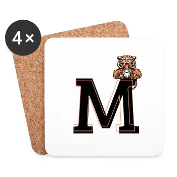 Letter m tiger - gift idea - Coasters (set of 4) - white - Front