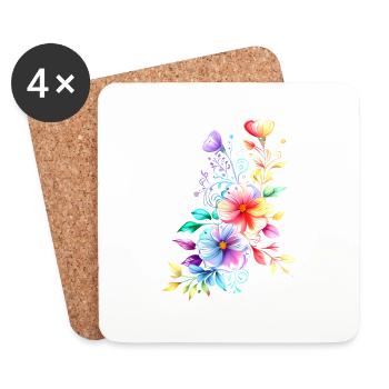 Regenbogen Bouquet - Untersetzer (4er-Set) - Weiß - Vorne