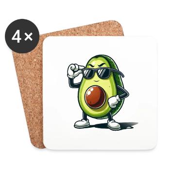Avocado Comic Cool - Untersetzer (4er-Set) - Weiß - Vorne