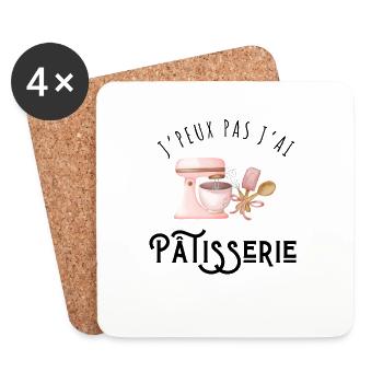 J’peux pas j’ai pâtisserie - idée cadeau - Dessous de verre (lot de 4) - blanc - Devant