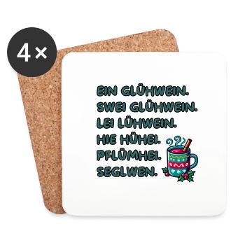 Cadeau de vin chaud drôle pour les marchés de Noël - Dessous de verre (lot de 4) - blanc - Devant