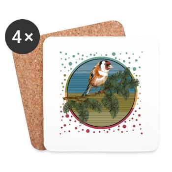 Bunter Vogel - Untersetzer (4er-Set) - Weiß - Vorne