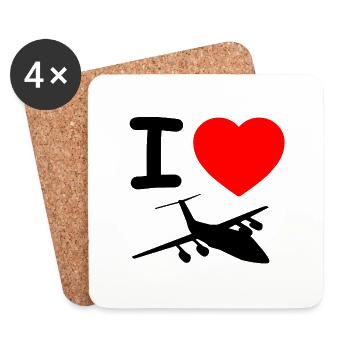 Avion - Dessous de verre (lot de 4) - blanc - Devant