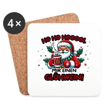 Drôle de dicton sur le vin chaud pour le marché de Noël - Dessous de verre (lot de 4) - blanc - Devant