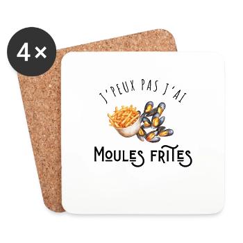 I can't I have mussels and fries - mussels gift idea - Coasters (set of 4) - white - Front