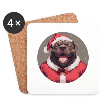 Weihnachtsmotiv mit einem Cane Corso - Untersetzer (4er-Set) - Weiß - Vorne