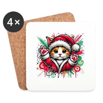 cute cat dressed up as santa claus - Coasters (set of 4) - white - Front