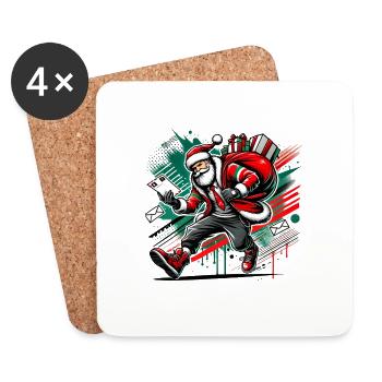 Santa Claus as a postman in stress - Coasters (set of 4) - white - Front