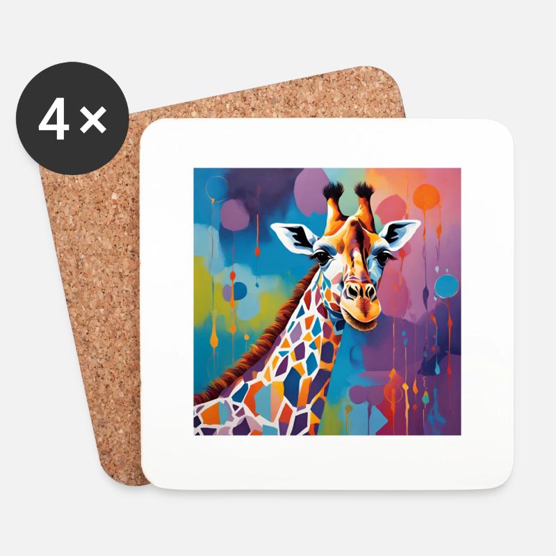Giraffe - Untersetzer (4er-Set) - Weiß