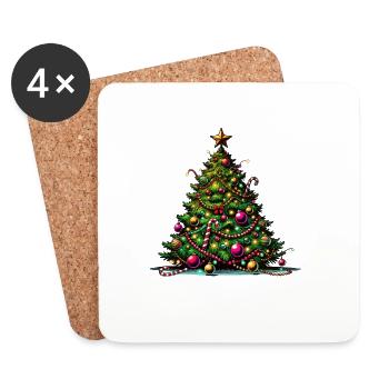Arbre de Noël - Dessous de verre (lot de 4) - blanc - Devant