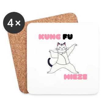 Kung Fu Miezekatze - Untersetzer (4er-Set) - Weiß - Vorne