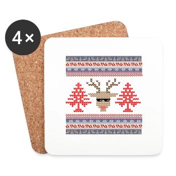 vintage point de croix noël - Untersetzer (4er-Set) - Weiß - Vorne