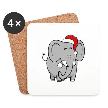 Happy Christmas elephant - Coasters (set of 4) - white - Front