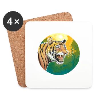 Tigre - Dessous de verre (lot de 4) - blanc - Devant