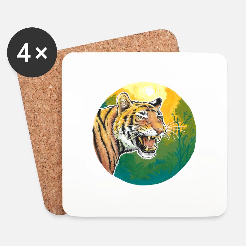 Tiger - Untersetzer (4er-Set) - Weiß