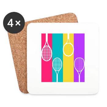Retro Tennis - Tennis Geschenkidee - Untersetzer (4er-Set) - Weiß - Vorne
