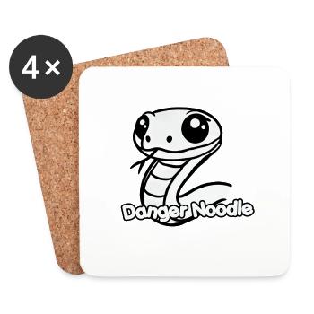 Cute Snake - Danger Noodle Design - Coasters (set of 4) - white - Front