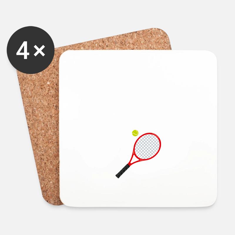 Nie ohne meinen Schläger - Tennis Geschenkidee - Untersetzer (4er-Set) - Weiß