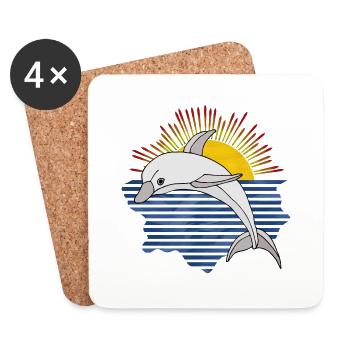 Delfin - Untersetzer (4er-Set) - Weiß - Vorne