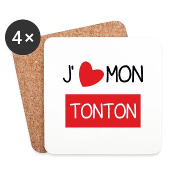 J'aime mon tonton - Dessous de verre (lot de 4) - blanc - Devant