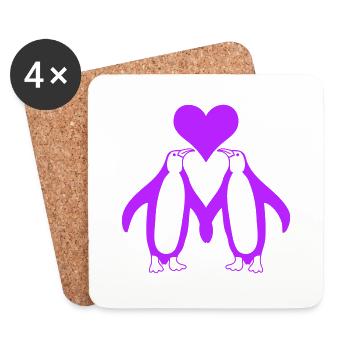 Two Penguins Couple Couple Love 2 Lovers Heart - Coasters (set of 4) - white - Front