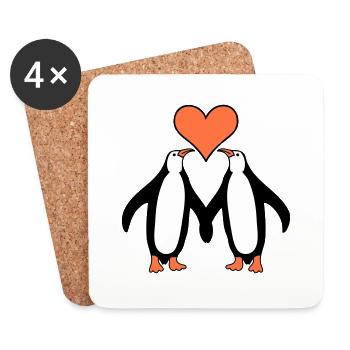 Two Penguins Couple Couple Love 2 Lovers Heart - Coasters (set of 4) - white - Front