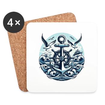 Logo du volant d’ancrage - Dessous de verre (lot de 4) - blanc - Devant
