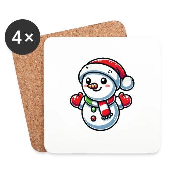 Bonhomme de neige - Dessous de verre (lot de 4) - blanc - Devant