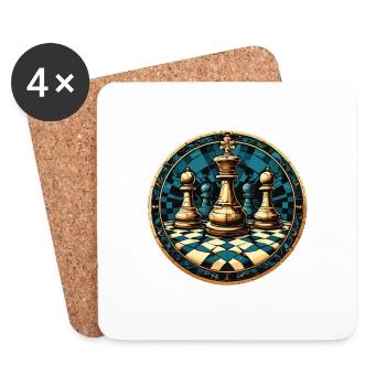Schach Kreis Brett - Untersetzer (4er-Set) - Weiß - Vorne